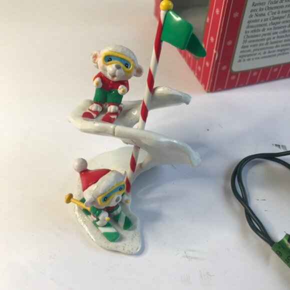 Noma Vintage 90s Ornamotion SKI RACE Rotating Christmas Tree Ornament 1995 Motor - Picture 7 of 14